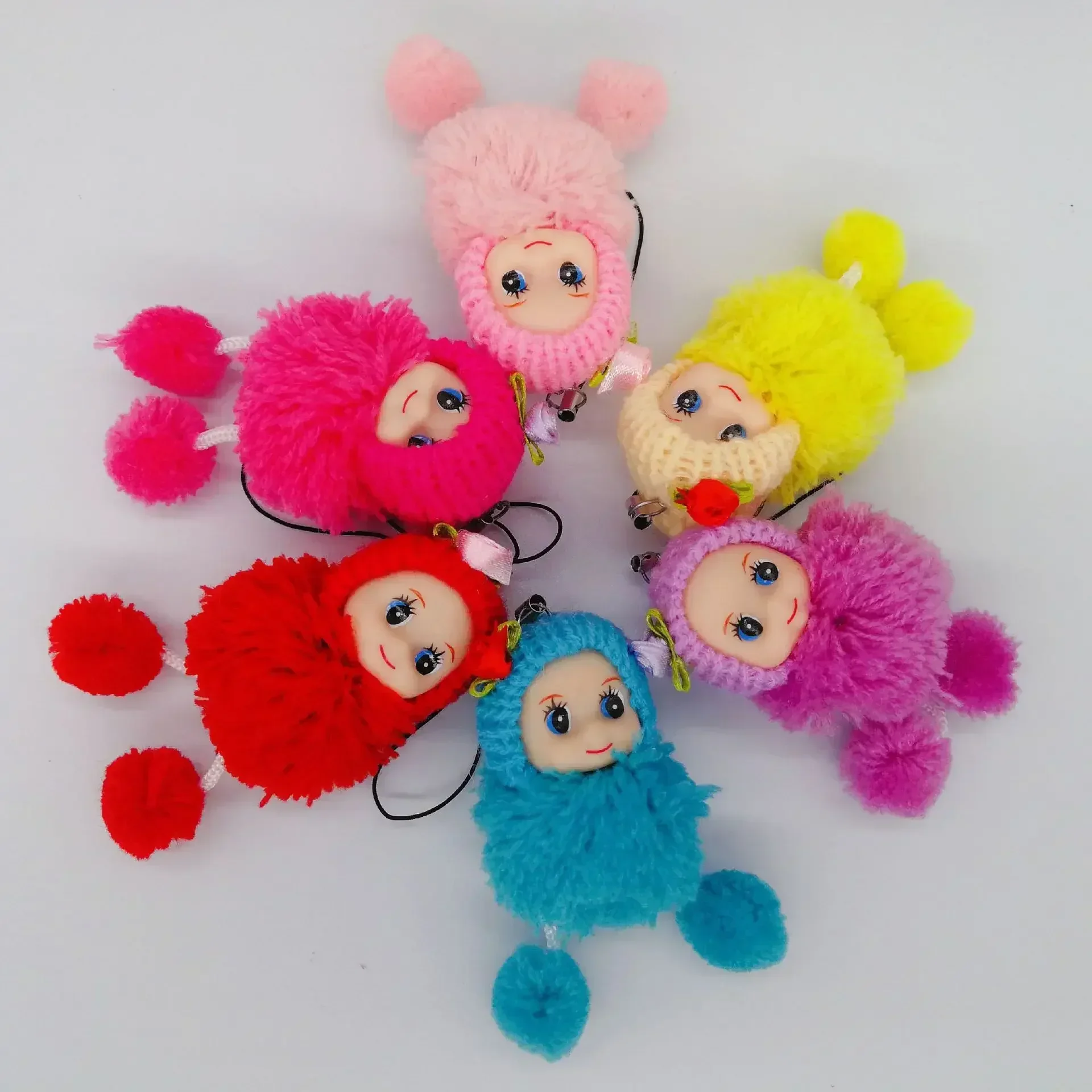 1PC 8cm Cute Woolen Ball Doll Pendant Keychain Pendant Favors Wedding Party Throwing Filling Small Gifts