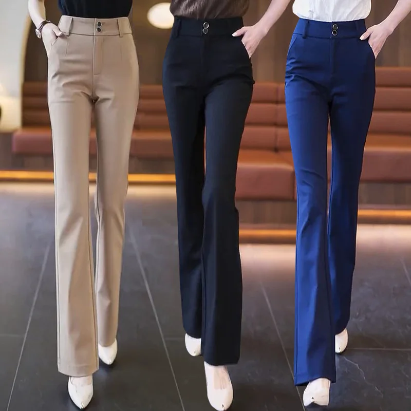 

Spring Autumn Women's Suit Pants 2025 New Temperament Slim Long Pants Female Straight Casual Trousers Lady Office Flares Pants