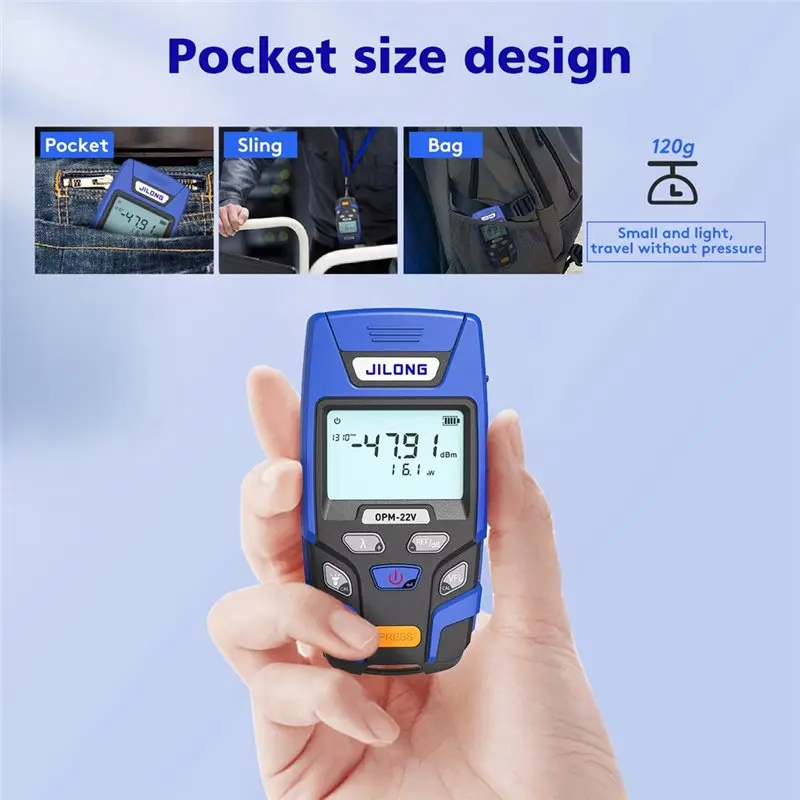 Optical Power Meter Rechargeable -50- +26Dbm 7 Wavelengths Power Meter Fiber Network Cable Tester With Lighting Fixture