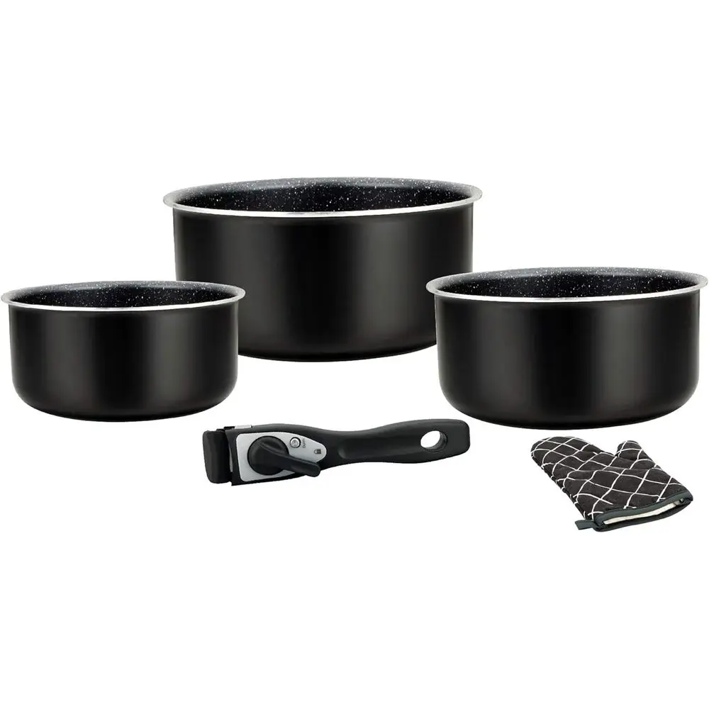 

HG 8051 Cookware Set Induction Sauan and Pan Set or All Heat Sources - 5-Piece Kitchen Set with Marble Coating and Removable Han