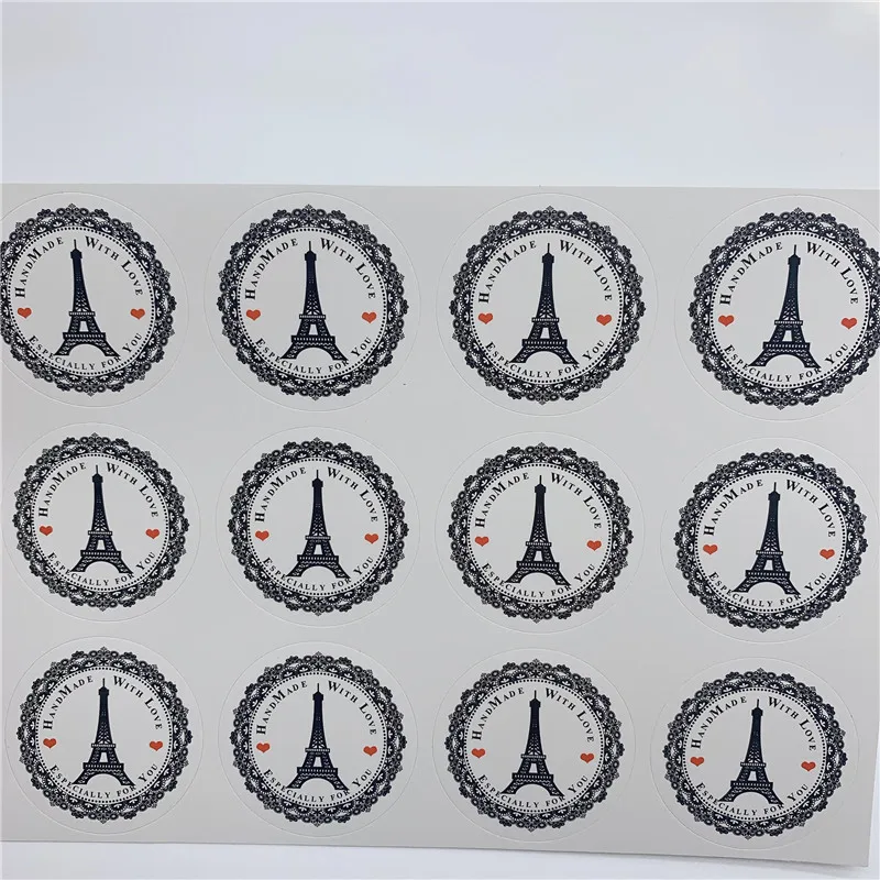 100pcs/lot tower design handmade with love Decorative Seal Sticker Label Gift Baking Sticker