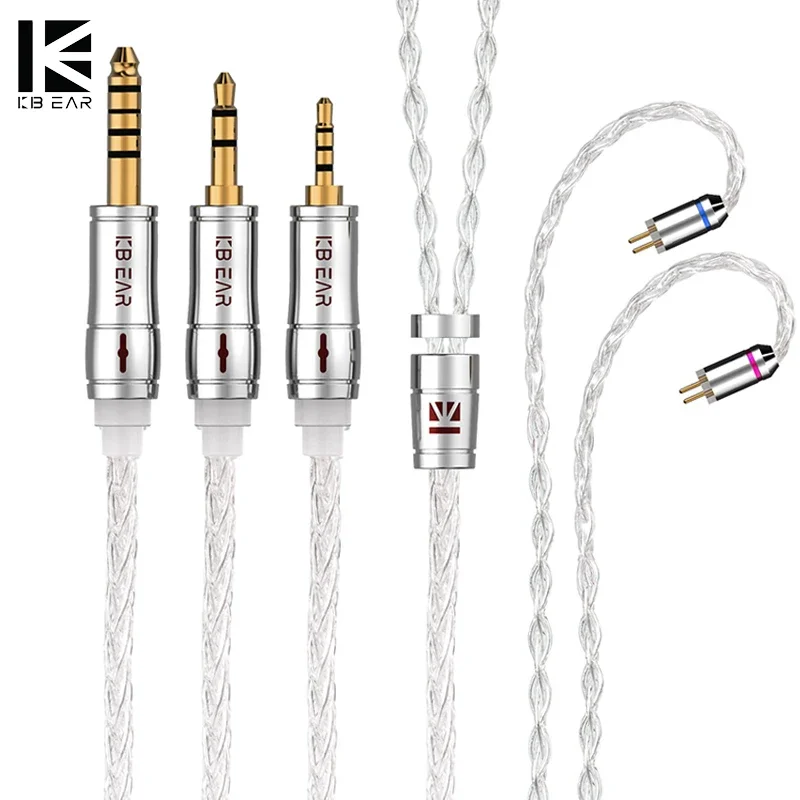 KBEAR Limpid Pro 8 Core argento puro HIFI cavo auricolare cablato cuffie auricolari connettore auricolare per KBEAR KS1 KS2 Lark KZ IEMS