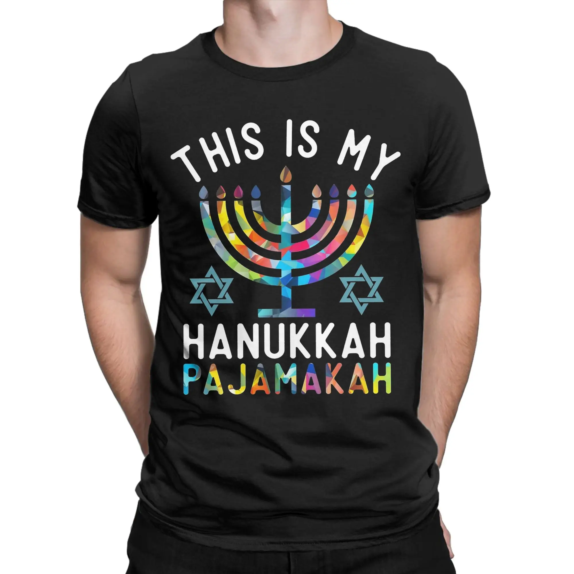 Men Women's Chanukah Hanukkah T Shirts Menorah Candle Pure Cotton Clothing Funny Short Sleeve O Neck Tees Plus Size T-Shirt