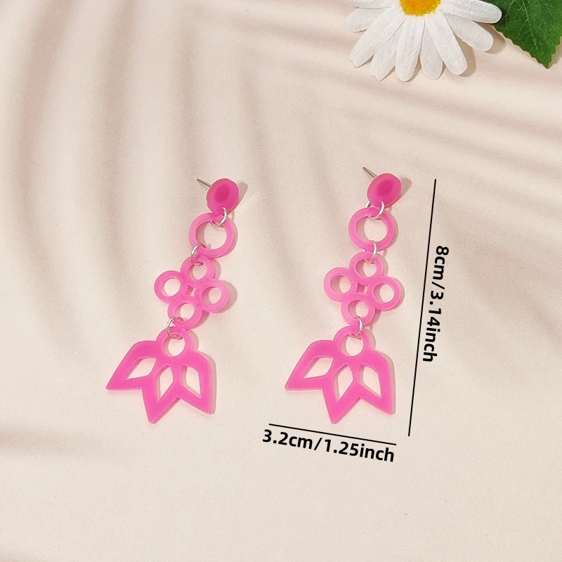 KUGUYS Vintage Drop Earrings for Women Retro Blue Pink Clover Flower Acrylic Jewelry Accessories