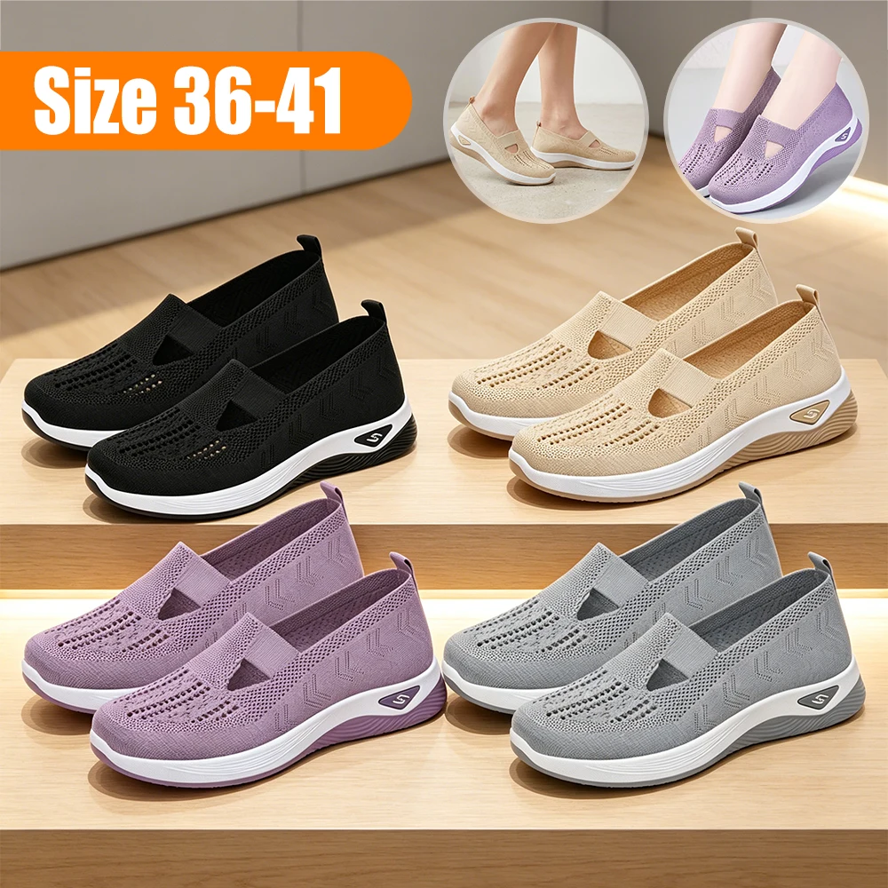 Women Breathable Walking Shoes Slip in Sneaker Fashion Sneakers Comfortable Soft Shoes Arch Support Mesh Casual Work Shoes