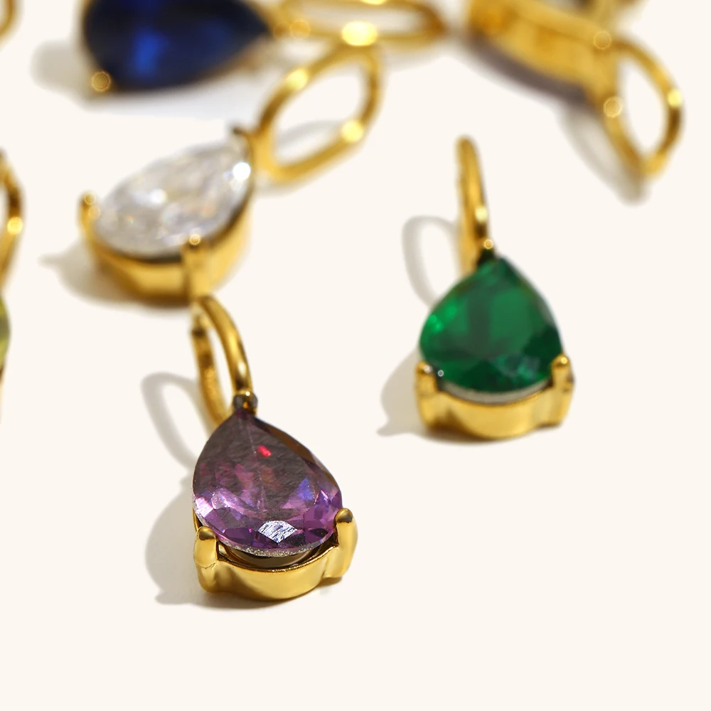 La.Muses الكلاسيكية ديسمبر قطرة الماء الزركون الفولاذ المقاوم للصدأ سحر قلادة لصنع المجوهرات DIY اليدوية إكسسوارات عقد