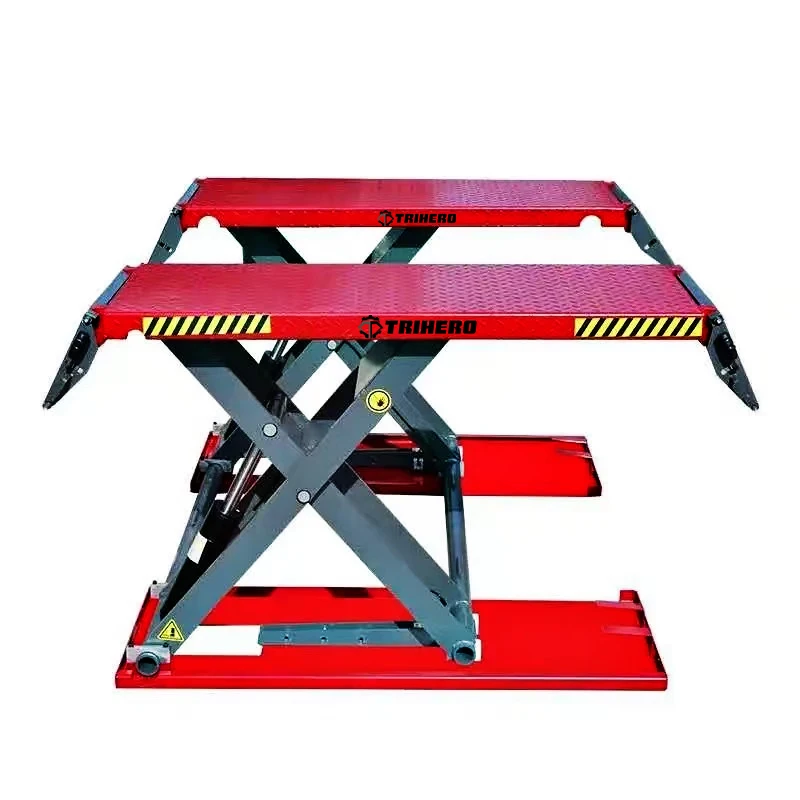 

Trihero CE Approved New 4000kg Mid Position 1.2m Scissor Lift (movable) Ultra-Thin Scissor Car Lift Electrical Release