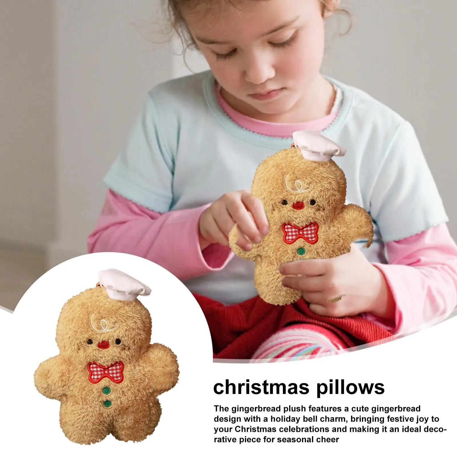 Gingerbread Stuffed Animal Christmas Soft Cute Pillow Decor Stuffed Gingerbread Man For Girl Teen Halloween Wedding Holiday Fall