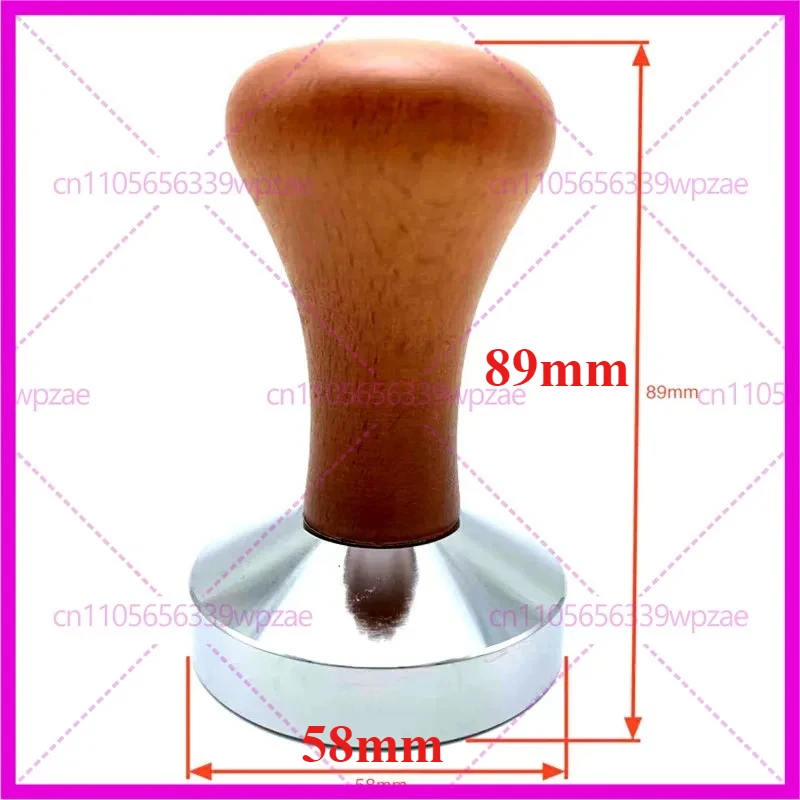 Coffee Tamper with Wooden Handle, 58mm, Stainless Steel Flat Base with Thread