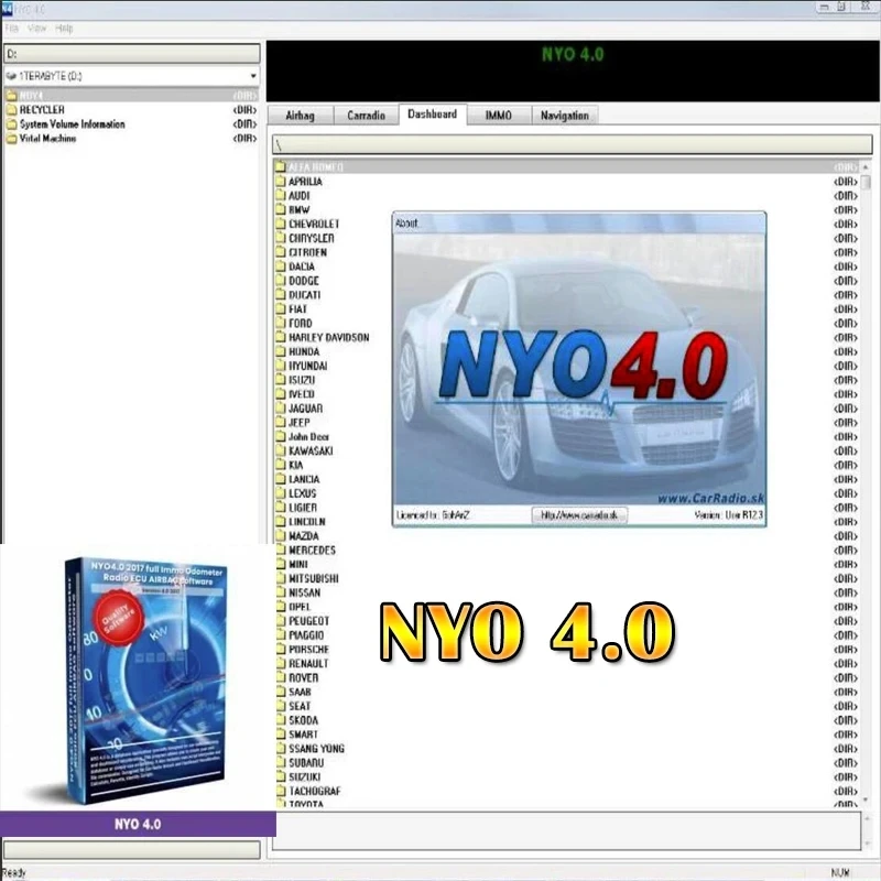 

Newest 2017 NYO 4 Full Database Airbagb Carradio Dashboard IMMO Navigation Send Link or USB auto repair software Car Radio Nyo4