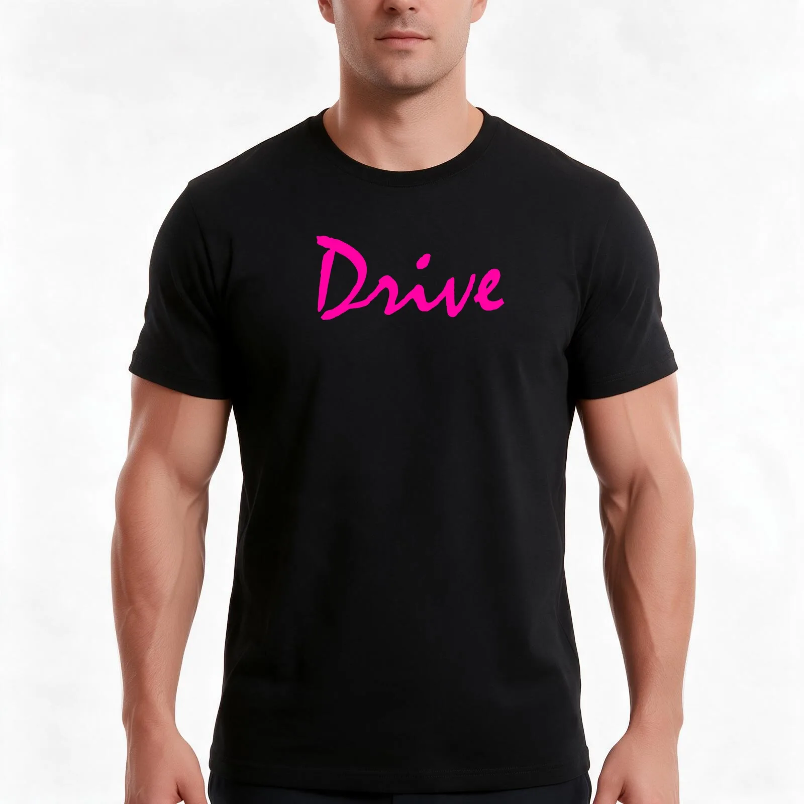 Drive T-Shirt, Summer Casual Cotton Tee, Oversized Streetwear Tops, Vintage Graphic Print, Loose Fit Short Sleeve, 100% Cotton