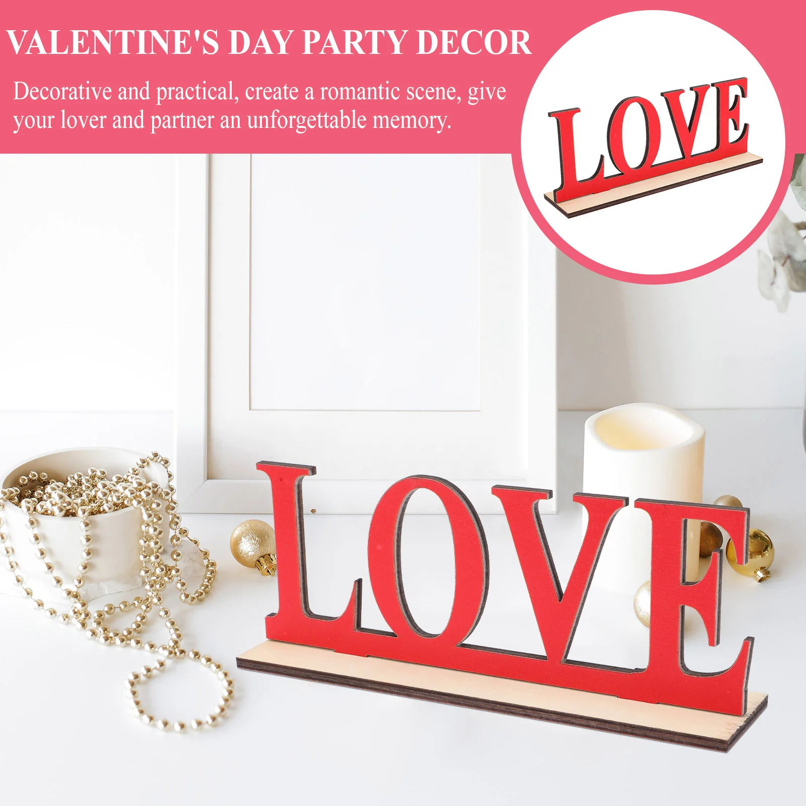 

2Pcs Love Sign Wedding Tabletop Adornment Romantic Decoration Valentine's Day Party Centerpiece Supplies Love Sign