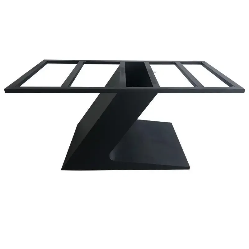 Light luxury metal solid steel plate rock plate dining table meeting wrought iron table legs, table foot brackets