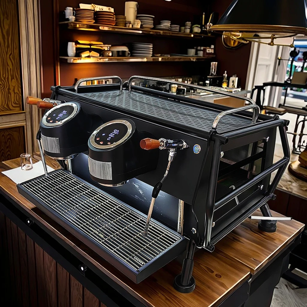 Commercial Double Head Stainless Steel Espresso Coffee Maker Automatic Italian Machine For Hotels Cars RVs Electric