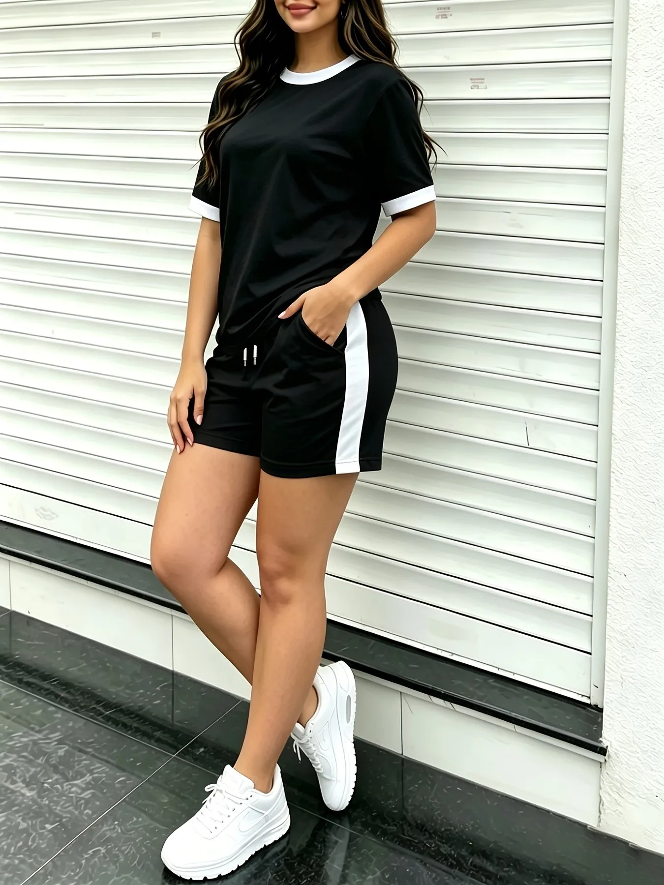 2026 Summer popular street casual sports comfortable 3D pattern printed women's short-sleeved suit