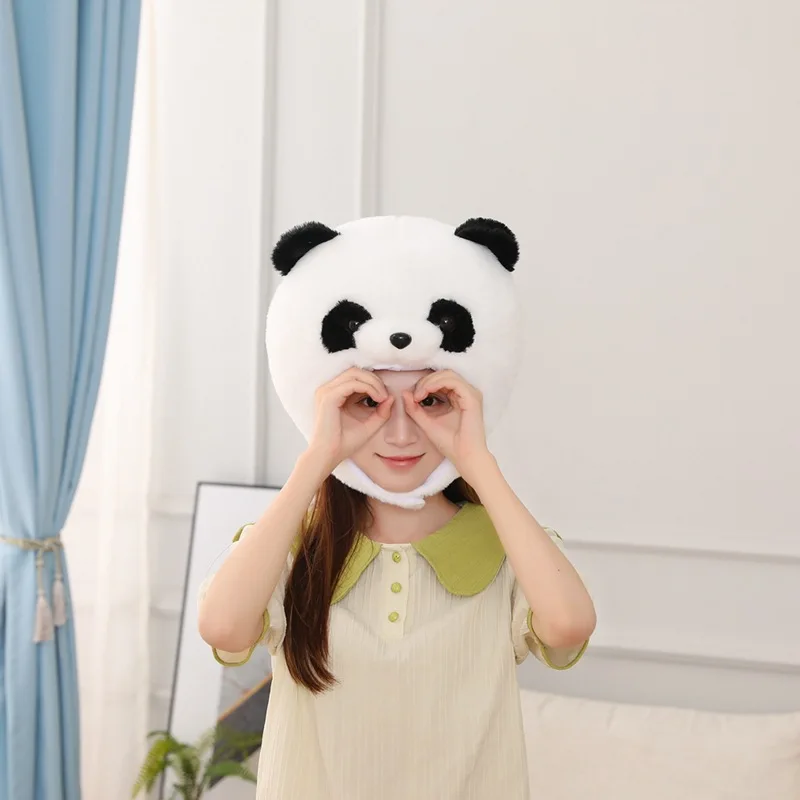 YESKIGU Panda ผู้หญิงผู้ชายหมวก Plush Soft หมวกถ่ายภาพ Props สัตว์น่ารักคอสเพลย์ Unisex ฮาโลวีน Party ฤดูหนาว