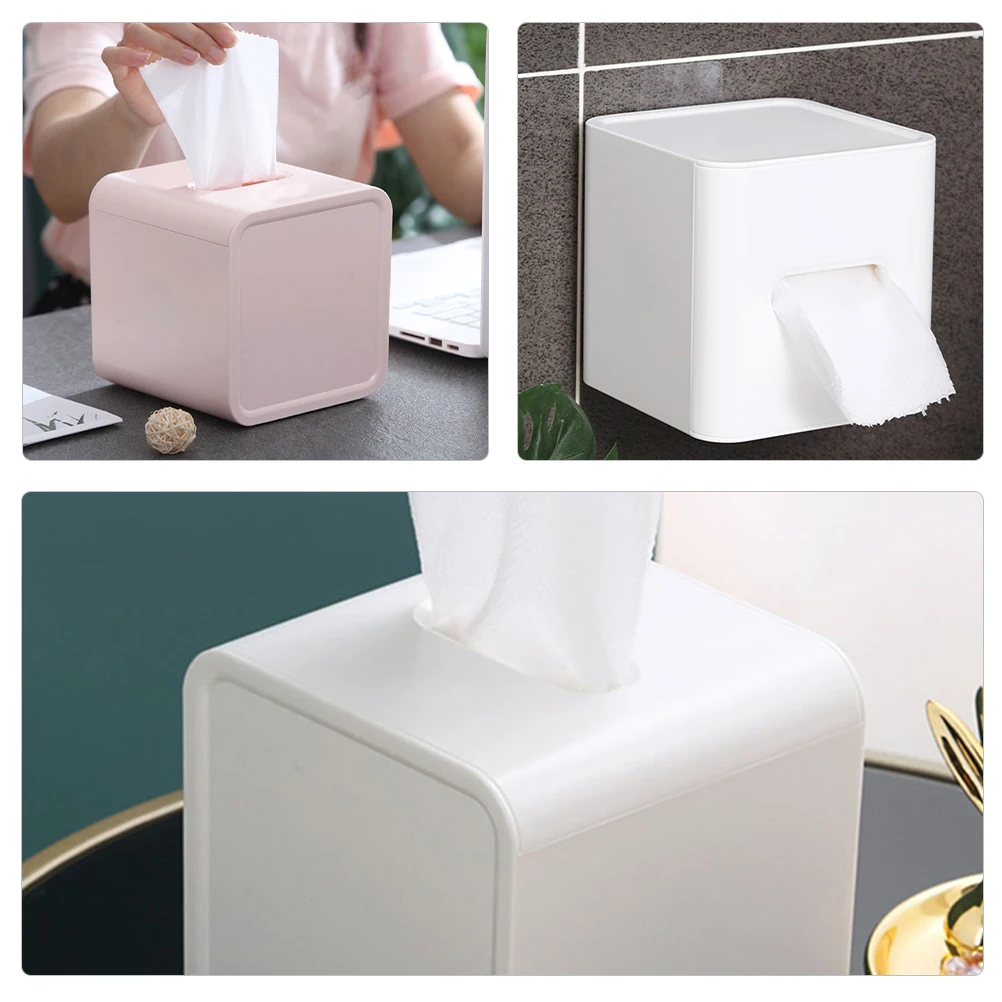 

2Pcs Roll Paper Box Plastic Tissue Holder Bathroom Napkin Storage Case Square Tissue Box Household Napkin Boxes Paper Dispenser