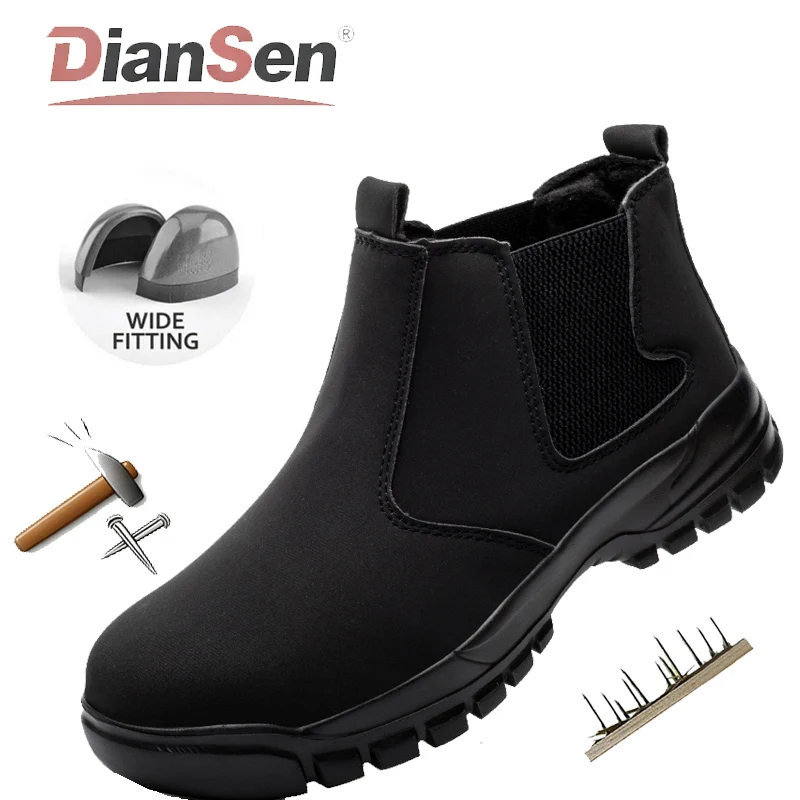 

Waterproof Work Safety Shoes Men Steel Toe Leather Boots Indestructible Work Shoes Slip Resistant Anti-smash Casual Shoes