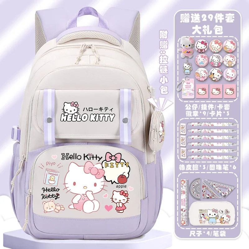 Sanrio กระเป๋าเป้สะพายหลังน่ารักเฮลโลคิตตี้ใหม่ล่าสุด, กระเป๋านักเรียนแฟชั่นสำหรับนักเรียนนักศึกษากระเป๋านักเรียนแบบลำลอง