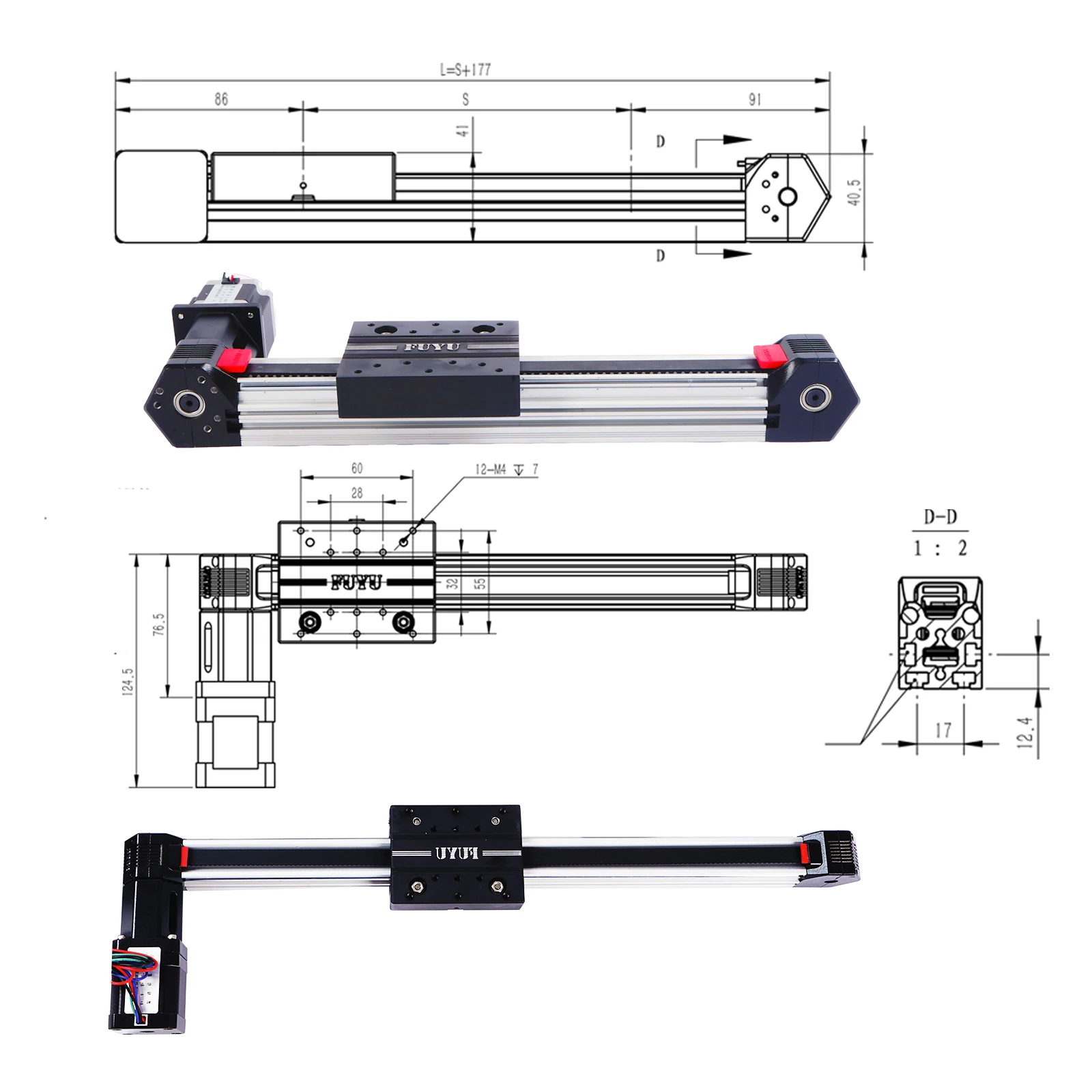 High Speed Linear Motion Long Stroke Double Axis Thin Slide Belt Driven Rail Guide