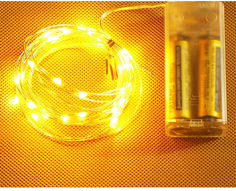 Guirnalda de luces Led impermeables, iluminación de vacaciones con batería 3AA para árbol de Navidad, decoración de fiesta de boda, 1M, 2M, 3M