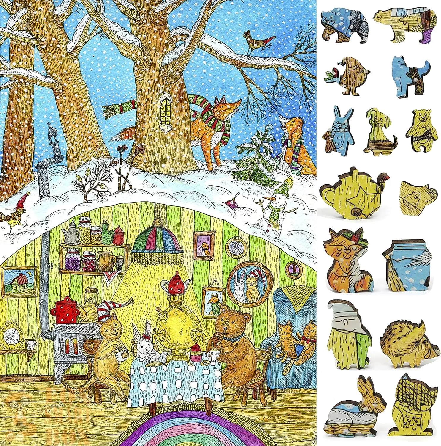 Wooden Jigsaw Puzzle for Adults, Uniquely Shaped Pieces, Made in USA, 385 Pieces, Bear