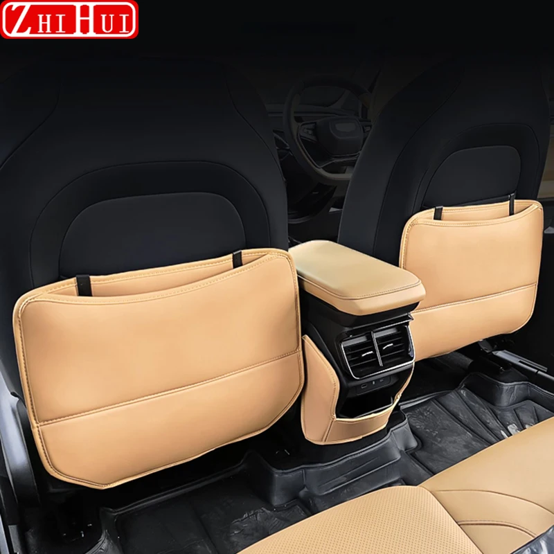 For Geely Atlas 2nd Gen Starray 2024 Car PU Leather Anti Kick Mat Pad Anti-kick Protector Mats Seat Back Protector Accessories