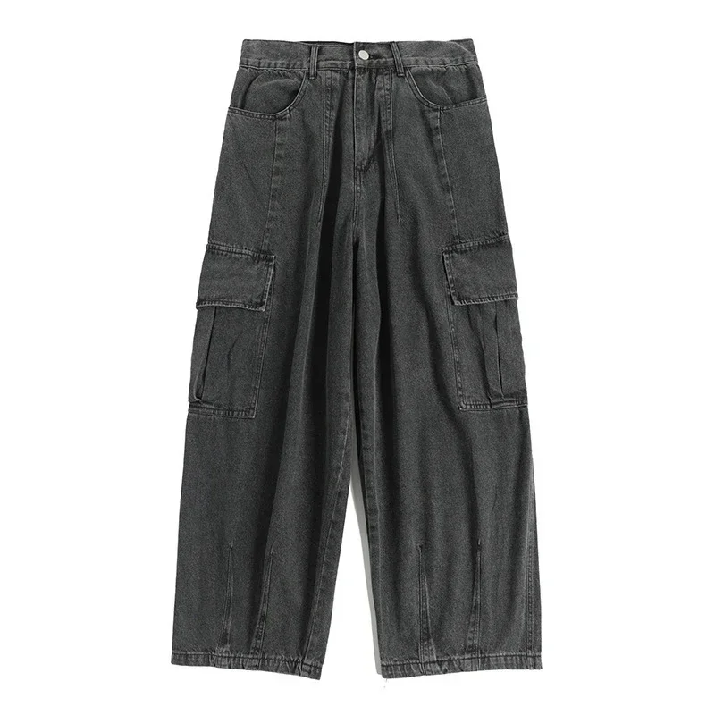 Men\'s Wide Leg Jeans Trousers Loose Denim Long Pants Black for Men Hip Hop Harajuku Street Oversized Cargo Jeans Korean Style