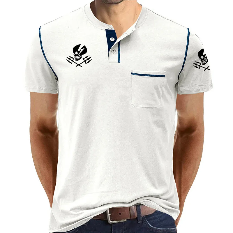 

Футболка мужская с принтом черепа, тенниска оверсайз из хлопка, модная майка с короткими рукавами, лето