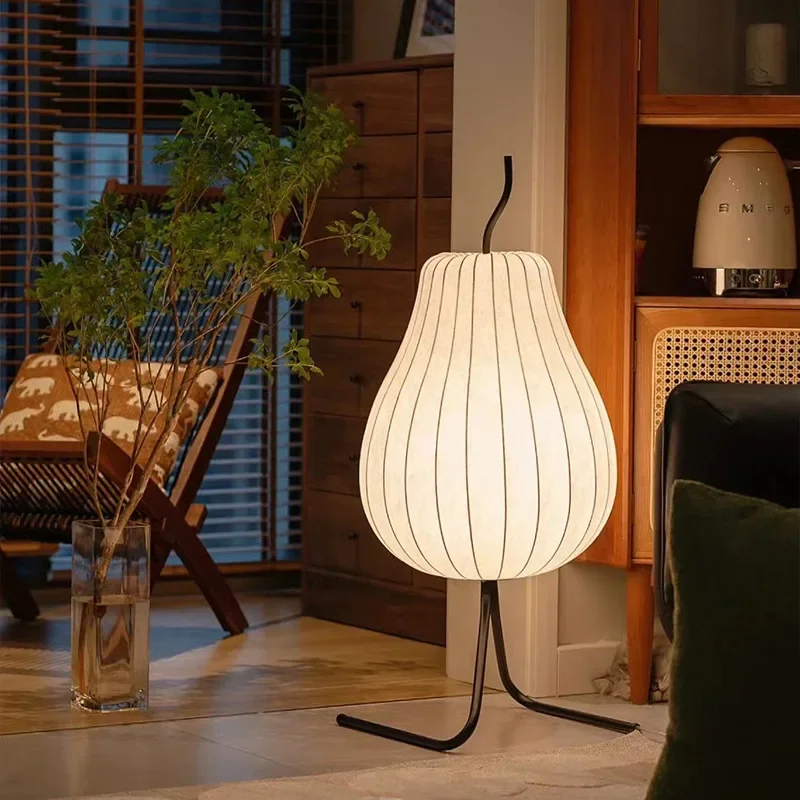 

Japanese-style wabi-sabi wind creative living room silk floor lamp bedroom bedside atmosphere decorative lamp