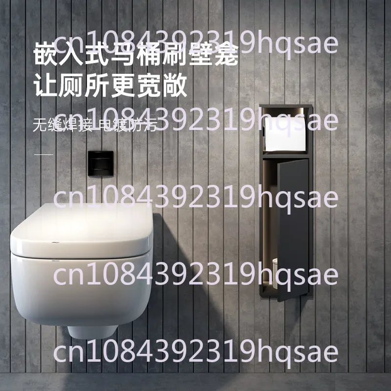 Stainless Steel Niche Concealed Embedded Toilet Brush Toilet Hotel Shelf Toilet Roll Stand view 4