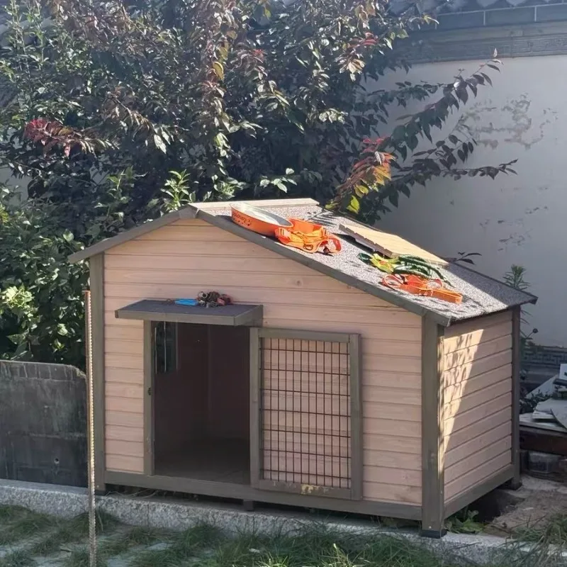 Solid wood cold-proof villa dog house rain-proof winter dog large dog household