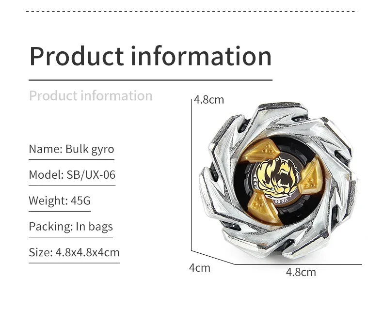 Takara Tomy UX-06 Leon Crest 7-60GN Silber Gold Titus Manju Exklusiver Verteidigungs-Kampf-Kreisel für Jungen, Sammler-Gyro-Spielzeug, Geschenk – Detail 2