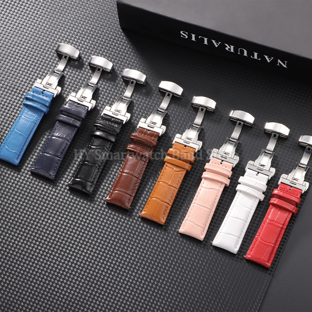 12mm 14mm 16mm 18mm 20mm 22mm 24mm Leather Watch Strap for Men Women Universal Quick Release Wrist Band Cowhide Sport Bracelet