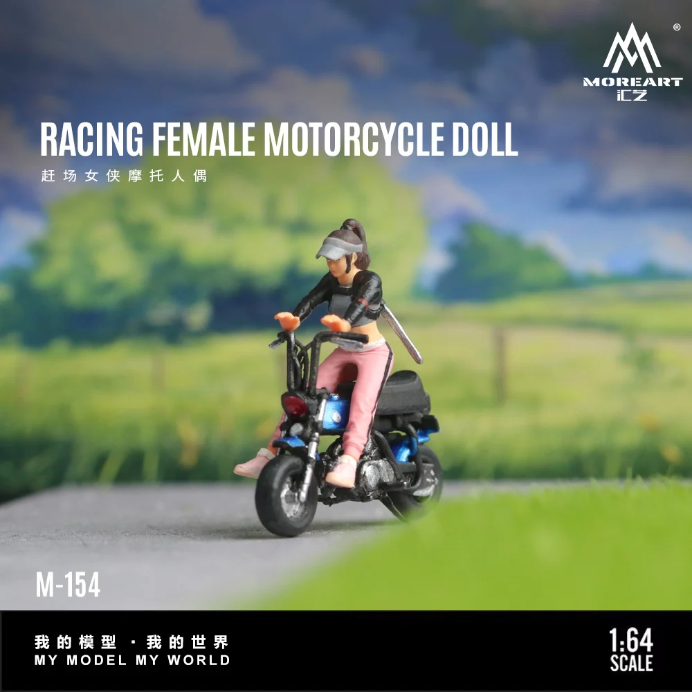 

MoreArt 1:64 Racing Felmale Motorcycle Action Figure Resin Model, Miniature Scene Decoration Gift&Display