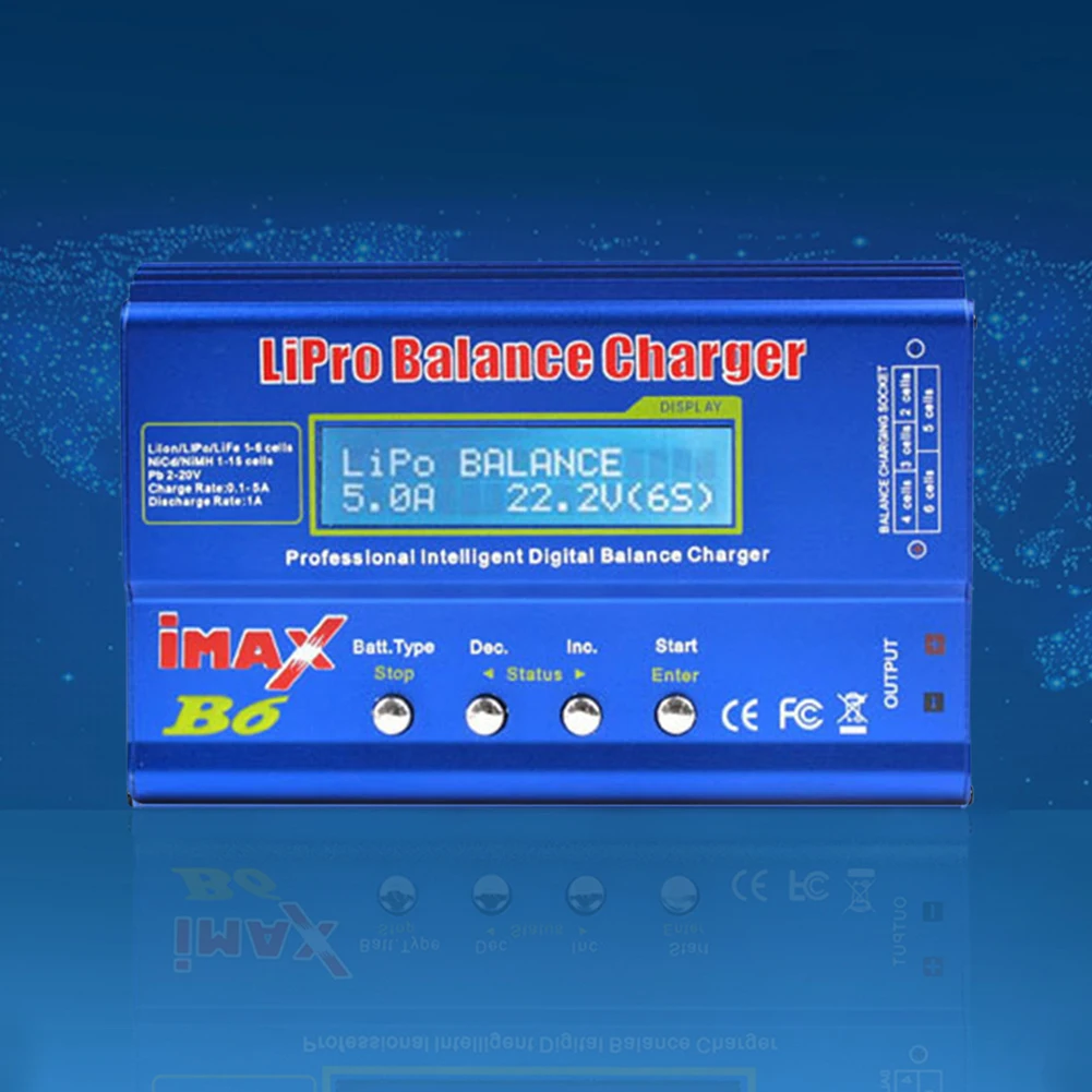 80W Balance Charger Adapter AC/DC Digital Battery Pack Charger LCD Dispaly Discharge Power 5W for LiPo NiMH NiCd LiFe Pb Battery