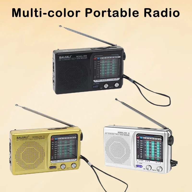 KK9 Portable Radio Full Band Mini Pocket Radio AM FM Radio LCD Display Digital Radio Battery Operated With Telescopic Antenna