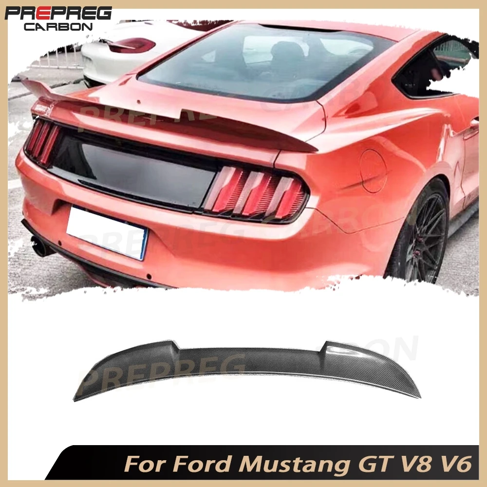 

Carbon Fiber Rear Spoiler Body Kits for Ford Mustang GT V8 V6 GT350R Coupe 2015-2020 Car Styling Accessories FRP