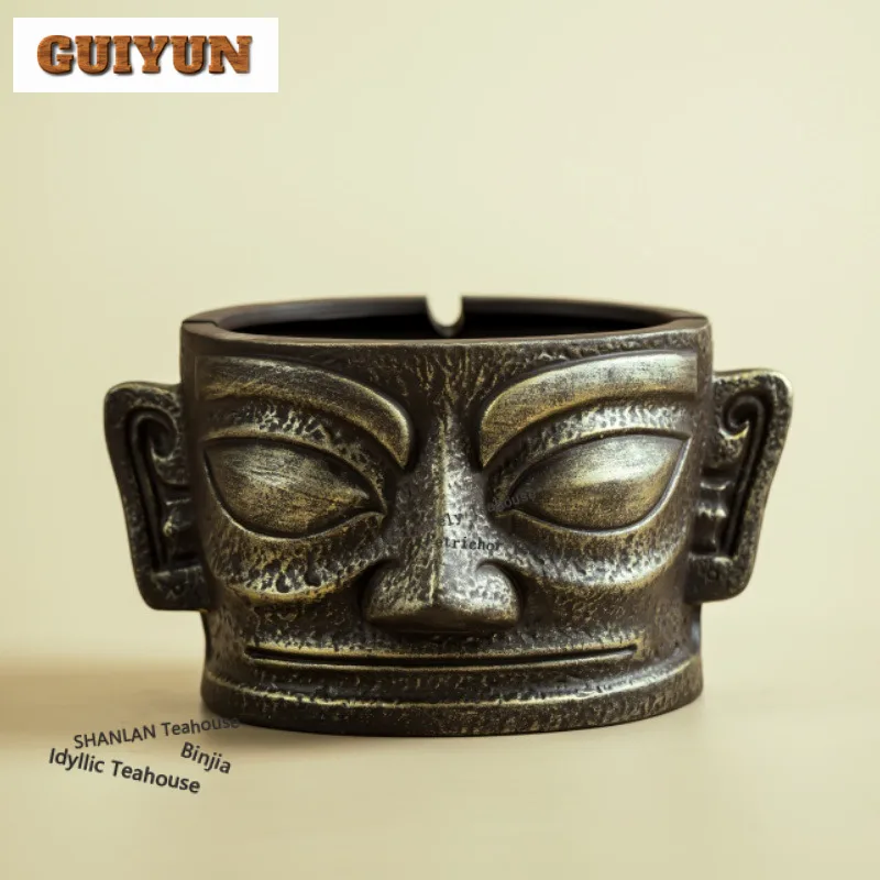 

Sanxingdui Large Ashtray Antique Cigar Anti-odor And Anti-smoke Ashtray Ash Tray Household Weed Smoking Tea Services Ornaments