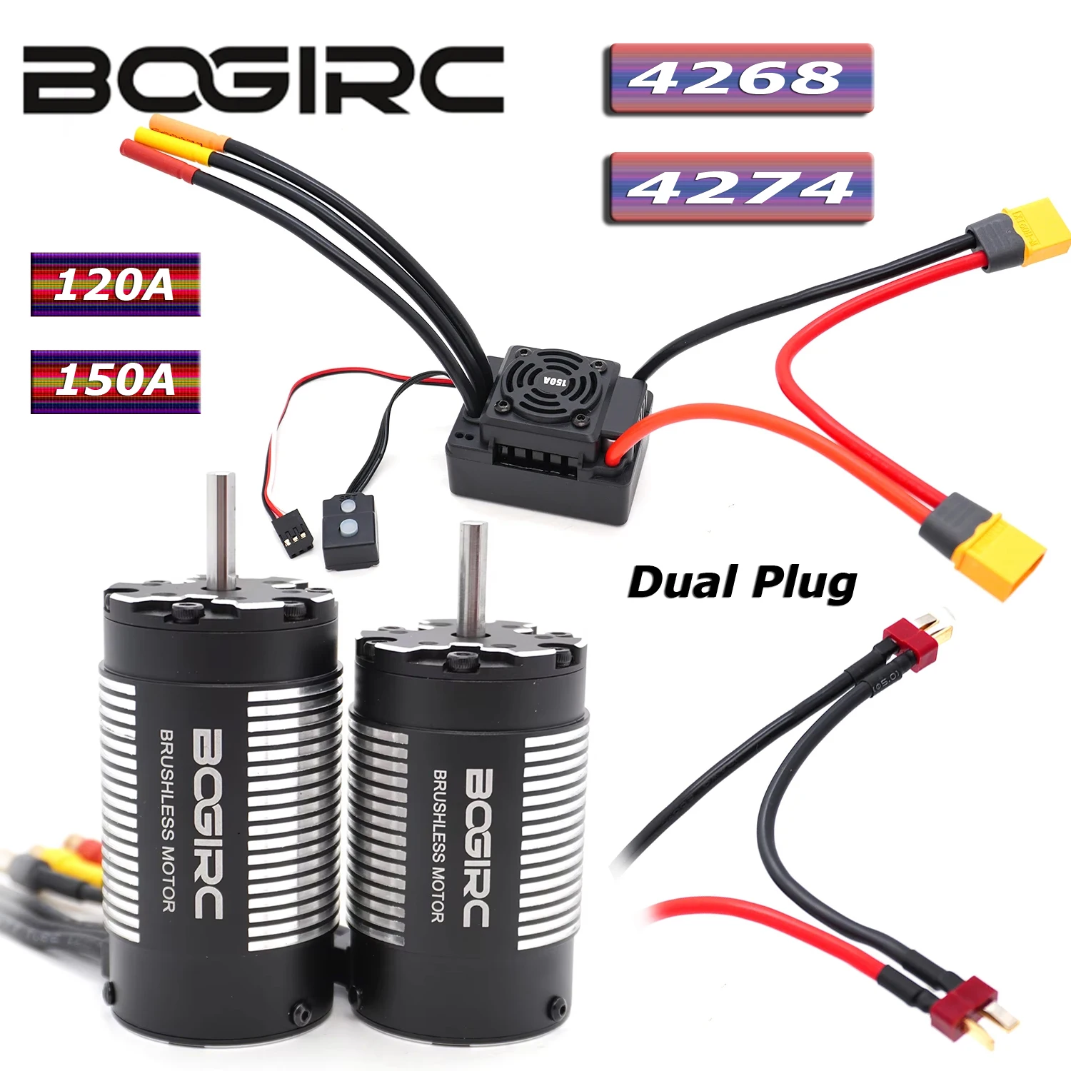 

BOGIRC 4268 4274 Brushless Motor w/ 120A 150A ESC for 1/8 1/7 Traxxas Wltoys RC On-Road Monster Off-Road Truck Buggy Racing Car
