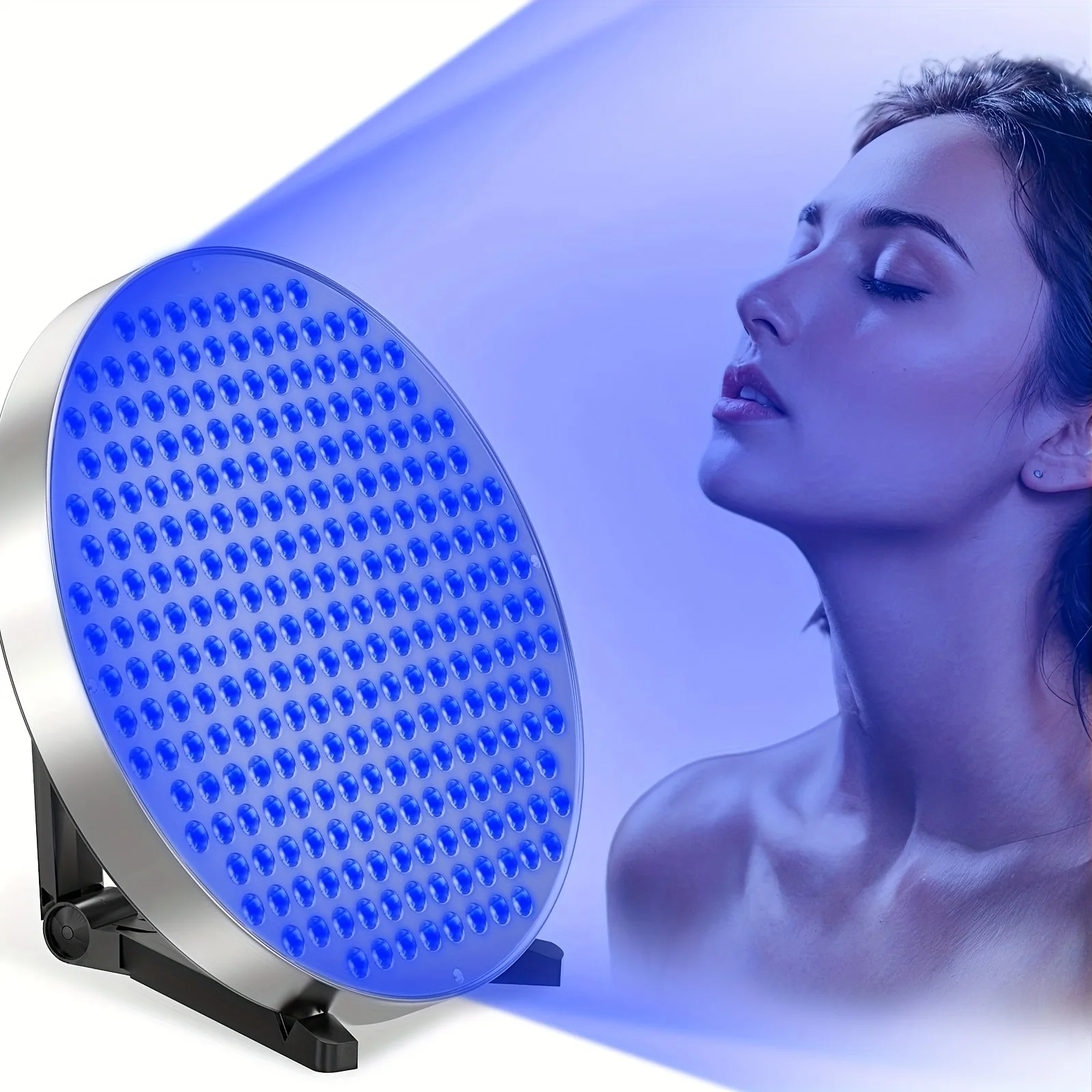 

50W Portable Round Tanning Lamp 250pcs 460nm Tanning Sunbathing for Whole Body Bronze Skin with Eye Mask Stand & Hanging Hooks