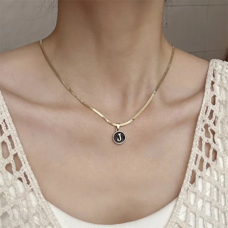 A-Z Capital Letter Initial Necklace for Women Chain Alphabet Pendant Gold Plated Clavicle Necklaces Collar Jewelry Gift Ожерелье