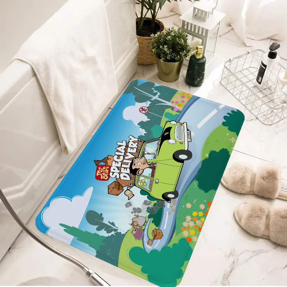 Mr-Bean CARTOON Floor Mat Bathroom Mat Anti-slip Absorb Water Long Strip Cushion Bedroon Mat Welcome Doormat