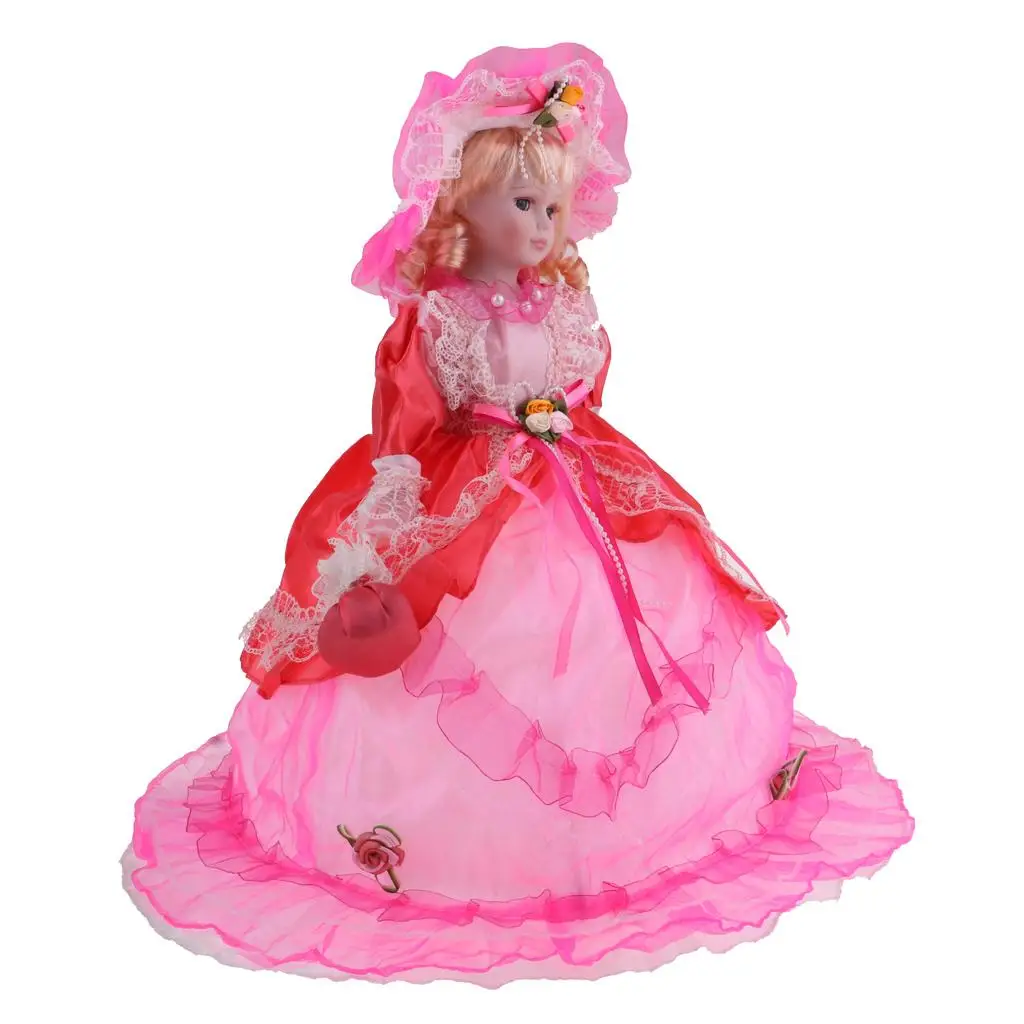 Porcelain Dolls Collectible Victorian Style Splicing 18 Inch Display Doll Realistic Home Accessory for Adults