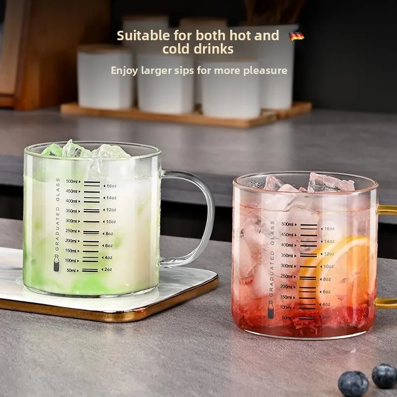 Large Capacity Glass Milk Cup with Lid for Breakfast Microwave Safe Heat Resistant Measurement Cup Chinese Style Handle Design view 4