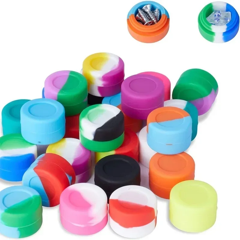 2ML Silicone Containers 10pcs Non-Stick Wax Containers Kitchen Oil Wax Concentrate Jars Multi Use Storage Jar Random Color