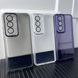 Luxury Comes with Lens Film Phone Case for OPPO Reno12 Reno 12 Pro 12Pro 5G Clear Silicone Translucent Frosted Border Back Cover