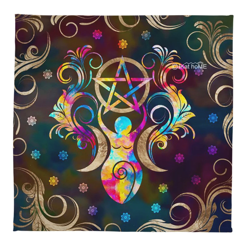 Triple Moon Goddess Wall Decor Tapestry Hanging Pentacle Tarot Tablecloth Altar Cloth Board Game Card Astrology Reading Pad New