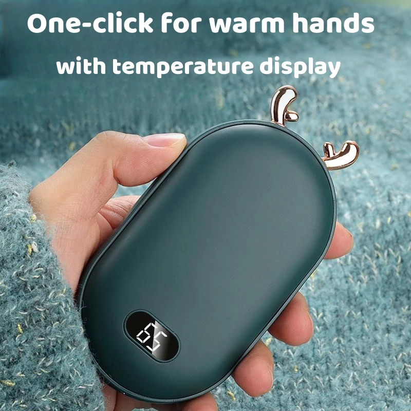 2 in 1 Pocket Hand Warmers Power Banks 3 Gear Temperature Display & Adjustable Christmas Gift Portable Hand Warmers Heater Mini