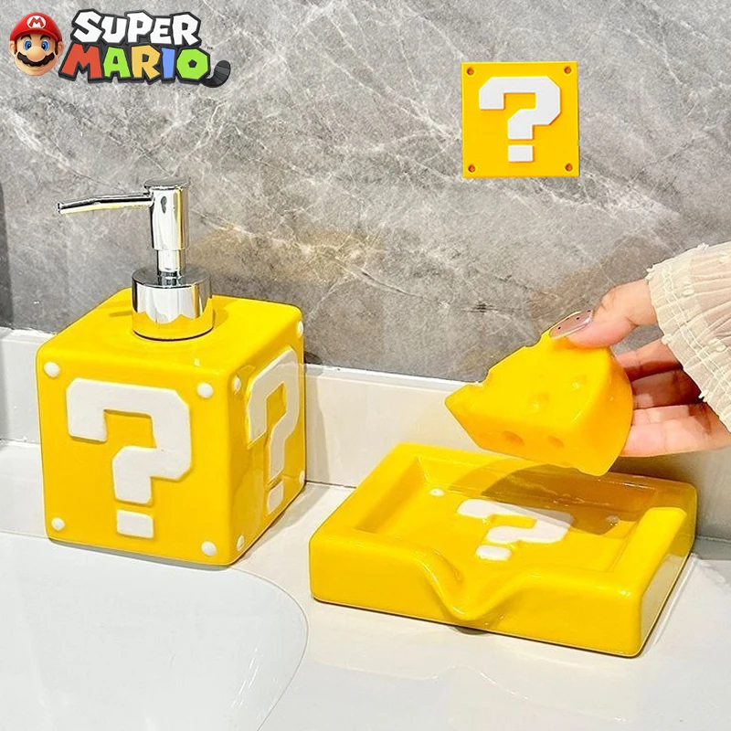 Super Mario Bros Ceramic Soap Box Creativity Soap Dispenser Bottle Bathroom Accessories Shampoo Shower Gel Bottle Soap Holder